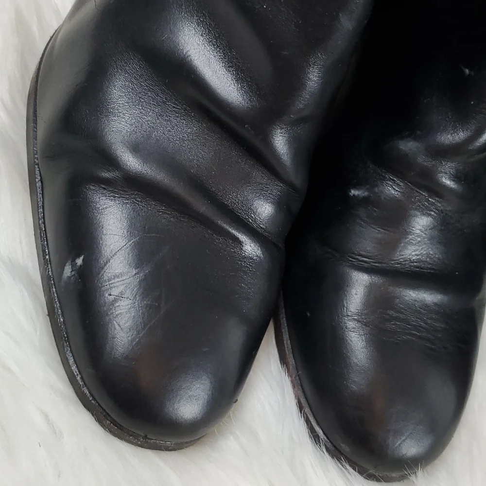 Frye black leather heel high boots women size 10